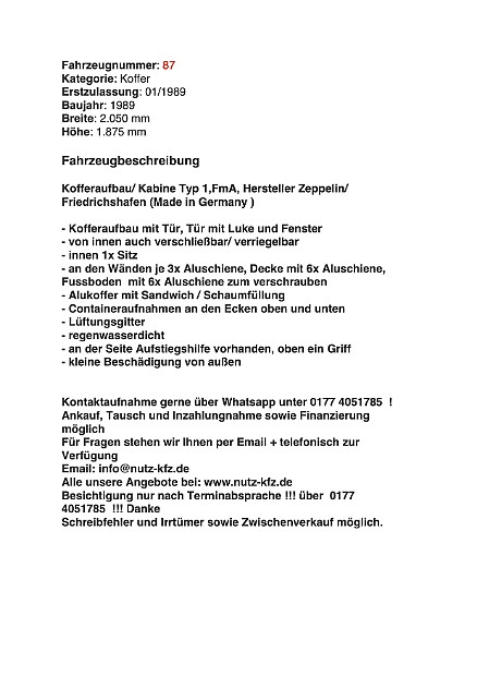 Unimogaufbau Typ 1 FmA (Nr: 87)